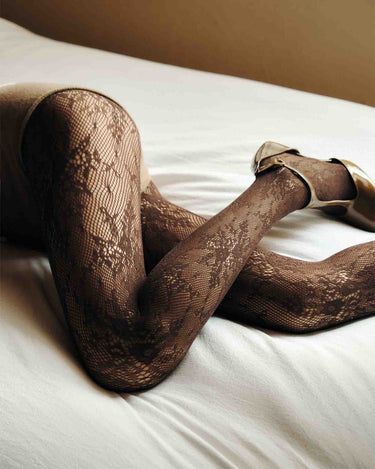 split banner rosa lace tights dark brown swedish stockings 1